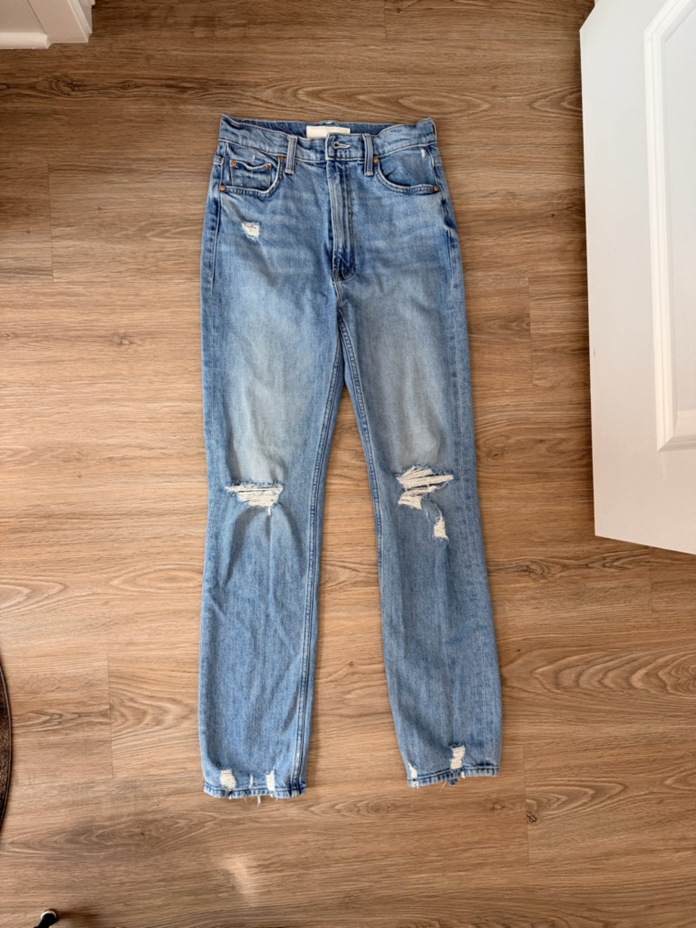 MOTHER Light Blue Distressed Boyfriend Jeans